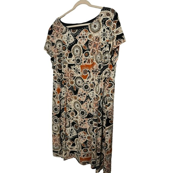 NWT Connected Apparel Paisley Pattern Short Sleeve Brown Ladies Dress SZ 20W - Picture 3 of 7